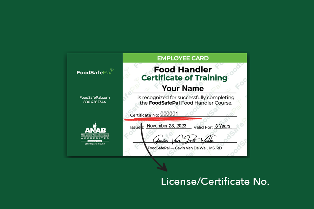 Where Is A License Number On A Food Handlers Card FoodSafePal 