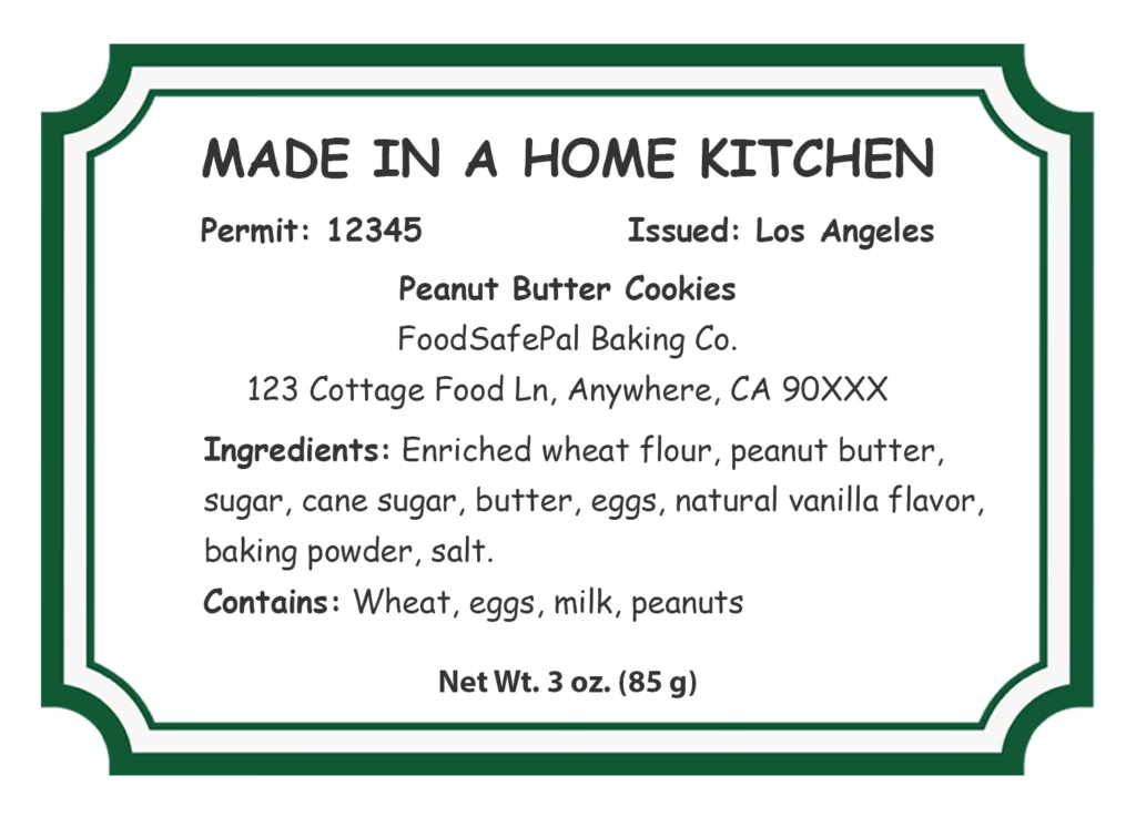 California cottage food label