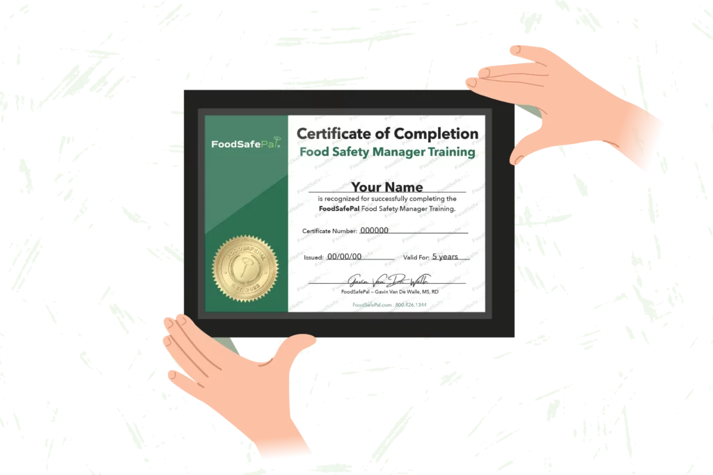 Food manager training certificate framed