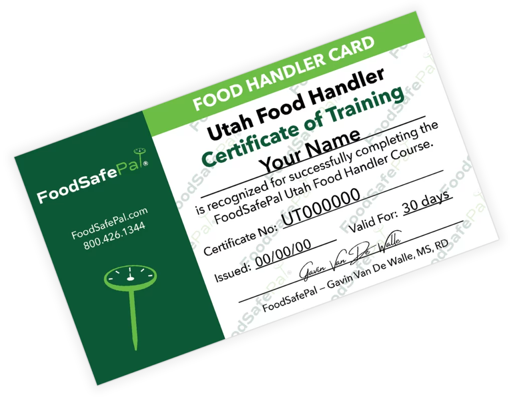 Utah food handlers card FoodSafePal