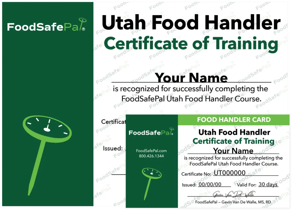 Utah food handlers certificate and card FoodSafePal