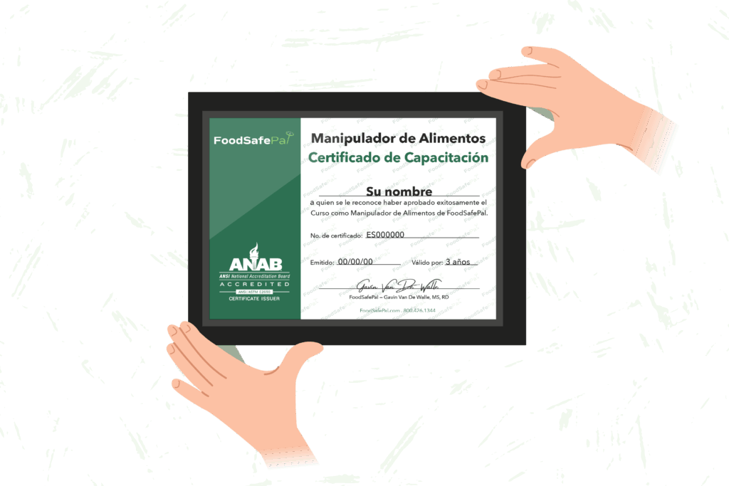 FoodSafePal framed food handler certificate esanol