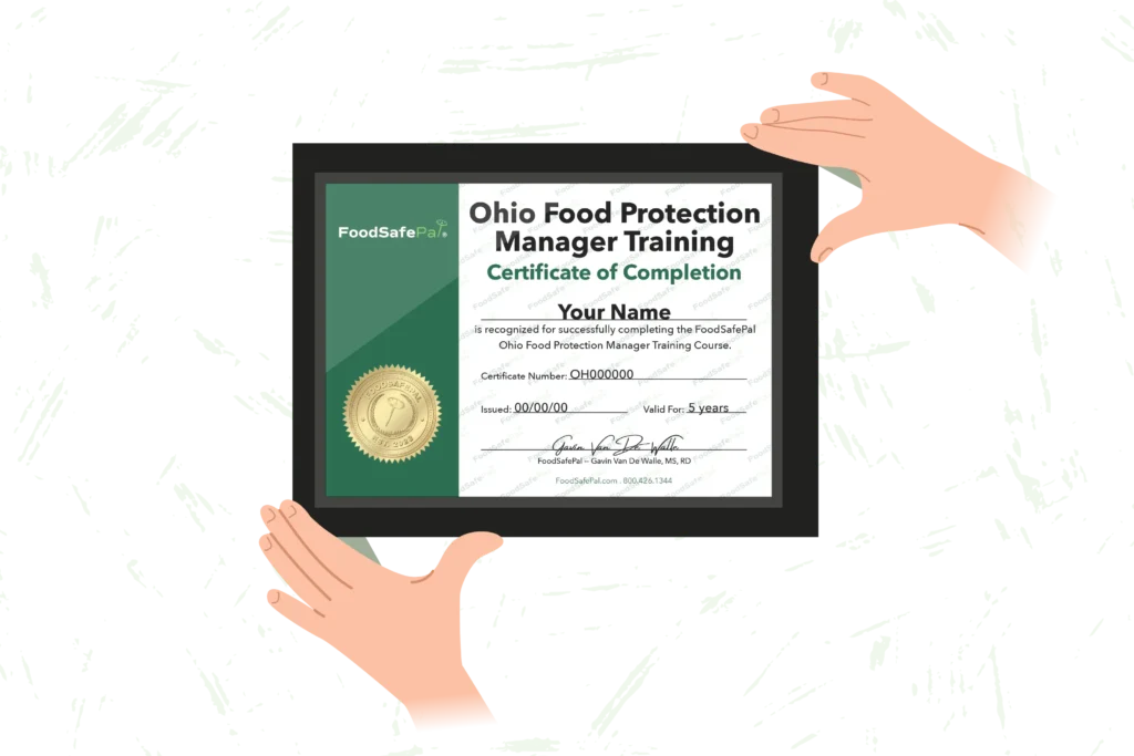 FoodSafePal Ohio food manager certification framed certificate