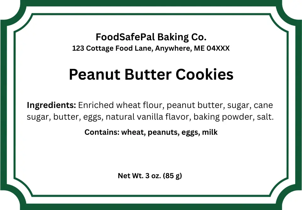 Maine cottage food sample label