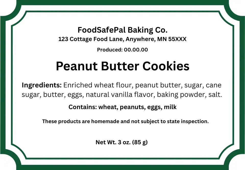 Minnesota cottage food label