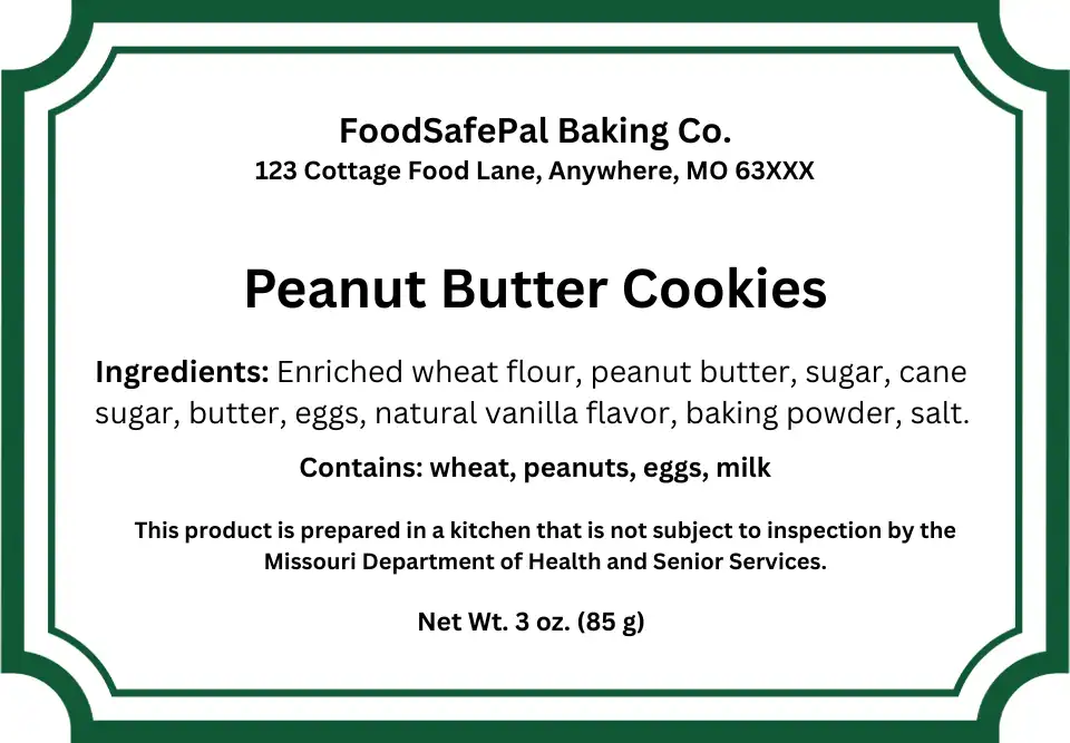 Missouri cottage food label