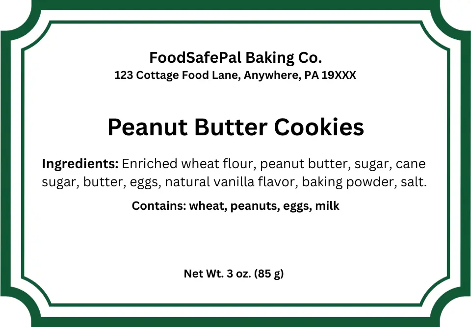 Pennsylvania cottage food label