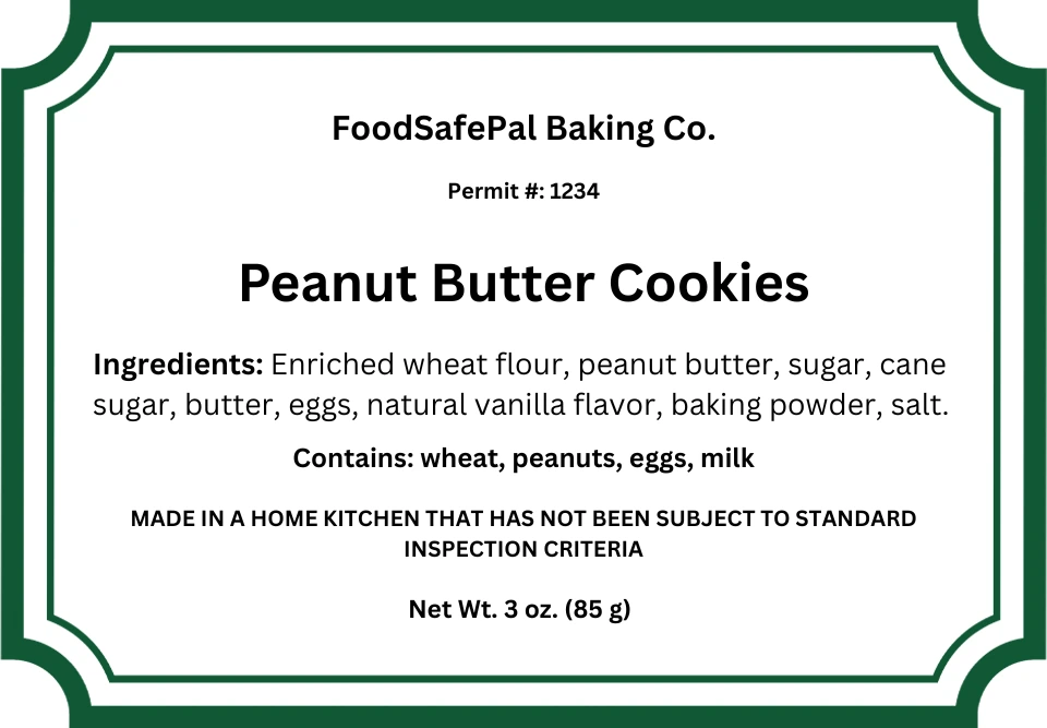 Washington cottage food label sample