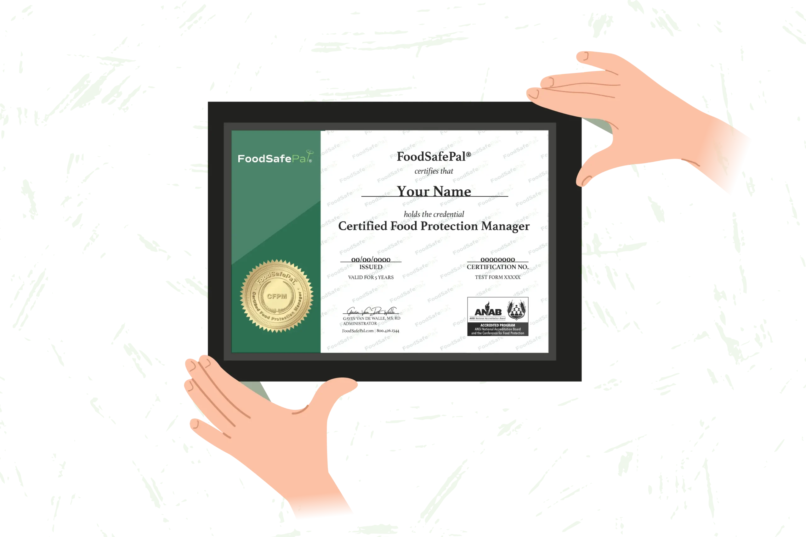 FoodSafePal Certified Food Protection Manager certificate