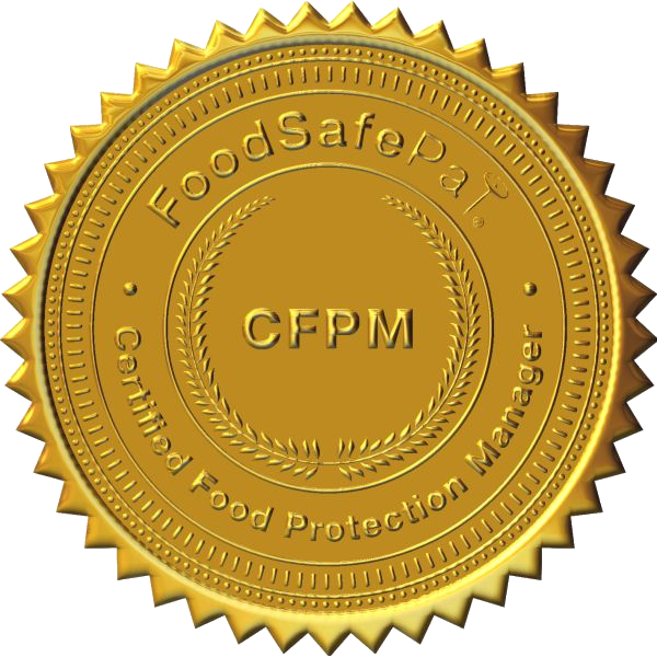 Gold FoodSafePal Certified Food Protection Manager embossed seal
